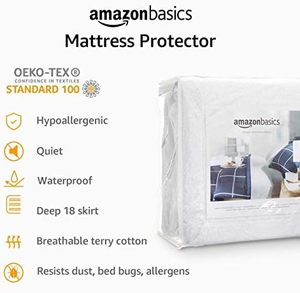 Para <span class=keywords><strong>Amazon</strong></span> Basics <span class=keywords><strong>Protector</strong></span> de colchón de 18 pulgadas Impermeable y transpirable Lavable a máquina en técnica de tejido blanco - Product Image 5