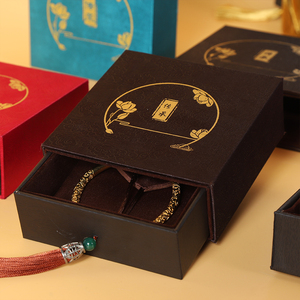 Boîte à <span class=keywords><strong>bijoux</strong></span> pour bracelet femme, style ancien, en jade, avec logo personnalisé SIFOO, pompon doré, style tiroir. - Product Image 3