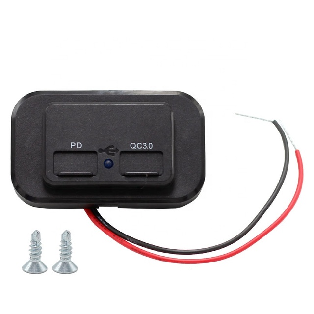 12V PD Type C USB Port Car Fast Charger Socket Power Outlet Panel Mount Waterproof Mobile Phone Charger