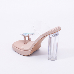 Sandales à talon épais transparent avec pince à cheville papillon colorée, plateforme imperméable pour l'extérieur, chaussures pour femmes - Product Image 3