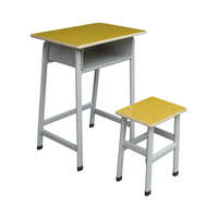 Ensemble bureau et chaise individuels en bois jaune, multi-niveaux et durable, pour l'école, le bureau à domicile et la chambre