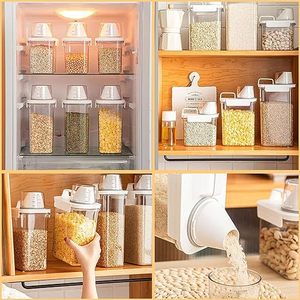 Ngũ cốc Dispenser dễ dàng lưu trữ lưu lượng Jar nhựa công suất lớn ngũ cốc dispenser, thực phẩm lưu trữ <span class=keywords><strong>container</strong></span> với nắp đậy kín - Product Image 5