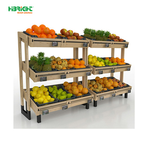 Robusto Espositore Verticale a 3 Ripiani in Legno per Frutta e Verdura - Product Image 4