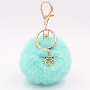 2025 nueva aleación Año Nuevo pompones bola colgante bolsa llavero accesorios de joyería llavero titular Navidad copo de nieve llavero de felpa - Product Image 1