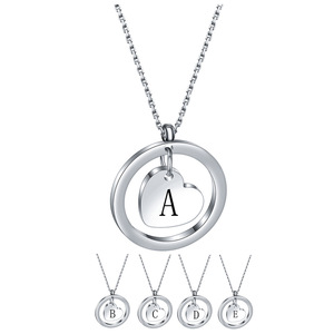Nuovo personalizzato 304L in acciaio inox Charm cerchio collana gioielli semplice Round amore cuore incidibile ciondolo nome collana - Product Image 1