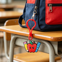 Série Thème Fête des Enseignants – Porte-clés personnalisé en caoutchouc léger et étanche avec logo 3D imprimé UV, idéal comme cadeau