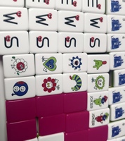 Jeu de Mahjong en Acrylique avec des Motifs Drôles, Tuiles de Mahjong Mignonnes de Dessins Animés, Cadeau pour les Soirées de Jeu entre Amis