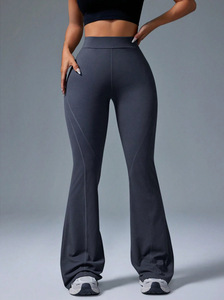 Nuevos Pantalones de Yoga Anchos <span class=keywords><strong>y</strong></span> Sólidos, Pantalones Acampanados de Cintura Alta, Ropa Deportiva Elástica, Leggings Levanta Glúteos, Pantalones de Yoga Acampanados Sin Costuras - Product Image 2