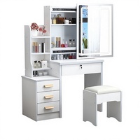Commode coiffeuse transfrontalière avec tiroirs intégrés, miroir coulissant et serrure, mobilier de chambre moderne et simple