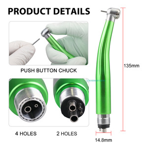 Hochgeschwindigkeits-Dentalhandstück-Set 2/4 Löcher Dreifach-Wasserspray LED-Licht Hoch-/Niedriggeschwindigkeits-Schalter Druckknopf-Turbine für Medizin - Product Image 3