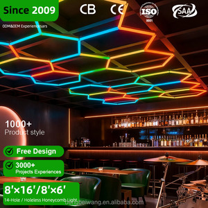Scène de barre hexagonale pour boîtes de nuit bon effet télécommande RGB musique LED Dimmable AC émission blanc froid pour ateliers - Product Image 1
