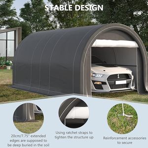 Heavy Duty 10 'x 16' Portable <span class=keywords><strong>Garage</strong></span> Stockage Tente Beige Anti-UV PE Auvent Couverture En Acier De Voiture Parking Vélo Abri <span class=keywords><strong>Jardin</strong></span> Direct - Product Image 5