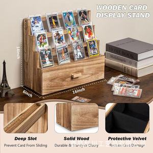 Expositor de madera de 4 niveles con cajón para tarjetas de jugadores de la NBA, tarjetas de juego, expositor de escritorio para aficionados. - Product Image 3