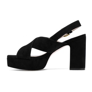 2020 mode bloc noir heell sandale <span class=keywords><strong>compensée</strong></span> femmes <span class=keywords><strong>plateforme</strong></span> sandales femmes chaussures avec boucle en métal - Product Image 3