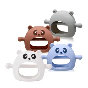 Silikon Baby Handgelenk Beißring Panda Form Anti-Drop Zahnen Kauen Spielzeug tragbaren Fäustling beruhigenden Schnuller für Baby saugen Bedürfnisse