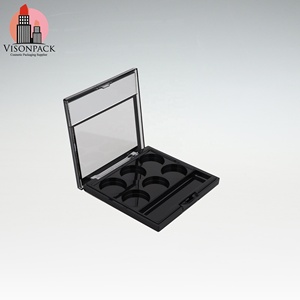 New Empty Square Eye Shadow Package 6 Colors Round Palette Plastic Material <strong>Black</strong> Eyeshadow Case with Transparent Top Logo <strong>Label</strong> - Product Image 4