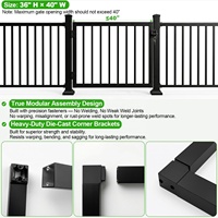 Kit de portail en aluminium robuste BH Railing 36" H x 40" L, design moderne minimaliste, revêtement poudré noir texturé AAMA 2604