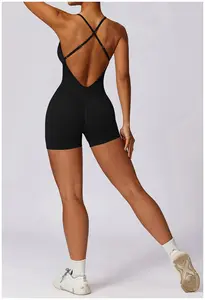 YanRuo High Quality Halter Bodysuits One Piece Short Jumpsuits For Woman Activewear Yoga Jumpsuits Playsuits