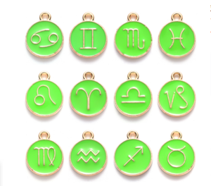 Màu Men Kim Loại Zodiac Đăng Charms 12 Zodiac Charms Tags Cho Bracelet Trang Sức Phụ Kiện - Product Image 5