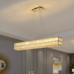 Lampadario di Lusso PM in Acciaio Inox con Cristalli K9, Lampada a Sospensione LED Moderna <span class=keywords><strong>per</strong></span> Soggiorno, Camera da Letto, Hotel e Ristorante - Product Image 1