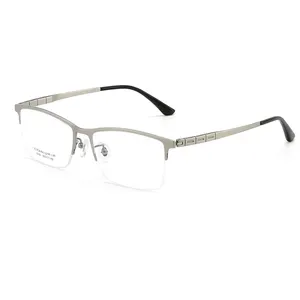 High Quality Premium Medical Eyewear Computer Half Optical Eyeglasses Men Luxury Eyeglass Pure Titanium Frame Glasses For Sight