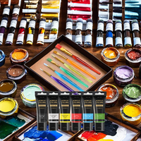 Giorgione Offre Spéciale Peinture Acrylique DIY pour Artistes, 30 Couleurs, Tubes Plastiques de 75ml, Ensemble de Peinture avec Pinceaux en Nylon Gratuits