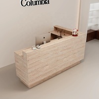 Comptoir de réception en bois massif et panneaux de particules, design moderne, éclairage LED, durable, pour magasin de vêtements pour femmes, salon de beauté, bar
