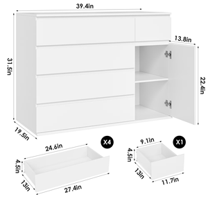 <span class=keywords><strong>Commode</strong></span> moderne en bois avec grands tiroirs, meuble de chambre à coucher en panneaux de particules (PB) - Product Image 3