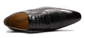รองเท้าหนังอิตาลีสีดำแบบผูกเชือกของ Felix Chu รองเท้าหนังกลับ Brock สำหรับผู้ชาย - Product Image 5