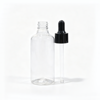 Flacon compte-gouttes en plastique PET transparent, flacon vide pour sérum cosmétique avec bouchon compte-gouttes noir, logo personnalisé OEM, usine source