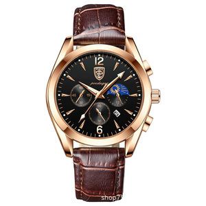 POEDAGAR, nuevo reloj deportivo para hombre, marca superior de lujo, reloj impermeable para hombre, reloj de pulsera de cuero con fecha de cuarzo para hombre <span class=keywords><strong>829</strong></span> - Product Image 5
