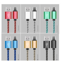 Kabel Pengisian Cepat USB Type-C ke Micro USB 1M dengan Jalinan Nilon untuk Ponsel dan Komputer