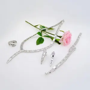 Hot Sale women set jewelry design gold plated 18k zircon Snake Necklace Earrings Bracelet Ring Snake 4pc jewelry sets
