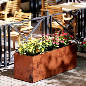 Jardinera Rectangular de Acero Corten, Maceta Rústica para Exteriores, para Jardín o Balcón - Product Image 1
