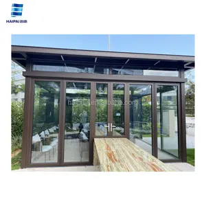 Estufa de alumínio para jardim de inverno com vidro de design moderno personalizado, solário com telhado inclinado com economia de energia, por terraço