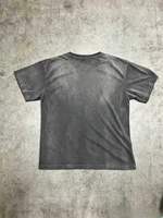 JME Heren Grijs Korte Mouw O-hals Katoenen T-shirt Regular Fit Casual Letterprint Jersey Gebreid Ademend Voorkant Logo