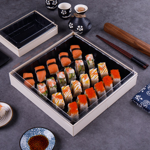 Atacado descartável madeira sushi caixa japonês sushi takeaway caixa bolo embalagem candy box madeira