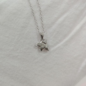 2.5 마이크로 14K 골드 버메일 S925 스털링 실버 랩 다이아몬드 꿀벌 스터드 귀걸이 목걸이 어린이를위한 귀여운 동물 보석 세트 - Product Image 5