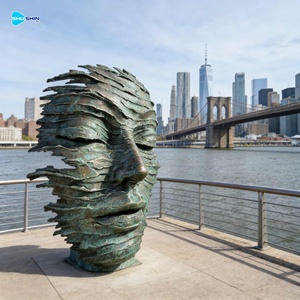 <span class=keywords><strong>Sculture</strong></span> in Metallo Astratte da Giardino, Modello <span class=keywords><strong>3D</strong></span> in Bronzo di Viso Umano e Paesaggio - Product Image 5