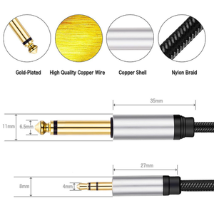 Câble adaptateur <span class=keywords><strong>jack</strong></span> stéréo auxiliaire <span class=keywords><strong>mono</strong></span> 3,5 mm <span class=keywords><strong>TRS</strong></span> mâle vers 1/4 mâle - Product Image 5