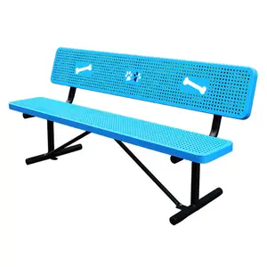 Outdoor 6 Ft 8 Ft Perforated Metal Bench Seat Outside Dog Park Steel Bench Seating Public Garden Patio Long Backrest Bench Chair