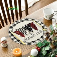 DIY LOGO Design Sublimation Lin Rond Tapis de Table Impression Simple Face Table de Noël Tapis de Bureau pour Sublimation