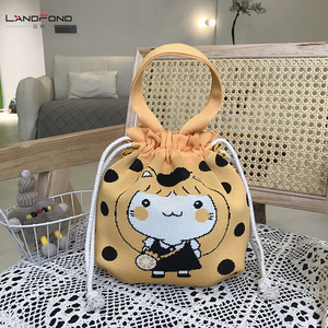 Landfond กระเป๋าหูรูดถักลายเลม่อนกล่องอาหารกลางวันแบบพกพาน่ารักสำหรับกลางแจ้งกระเป๋าถือ - Product Image 4