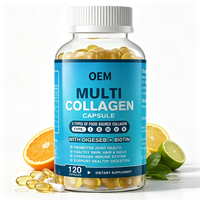 Capsule de collagène multi-sources à marque privée OEM, 5 types de collagène avec Biotine DigeseB pour la santé de la peau, des cheveux, des ongles et des articulations