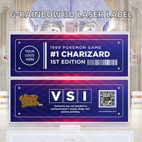 Étiquette laser holographique 3D G-rainbow, rouleau de 1000 pièces, pour cartes de sport, 25*64mm, impression de logo personnalisée, sécurité lumière bleue