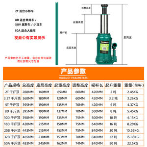 แม่แรงไฮดรอลิก Tuosen 2 ตัน 50 ตัน แบบแมนนวล สำหรับยกยานยนต์ ซ่อมบำรุงรถยนต์ - Product Image 3