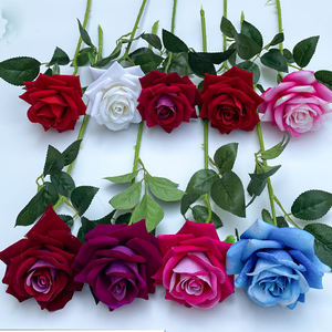 وردة صناعية مخملية بساق واحدة واقعية المظهر لتزيين المنزل وهدايا الزفاف وديكور الحفلات - Product Image 1