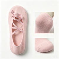 Chaussettes de yoga et de danse en coton tricoté avec sangle de maintien, antidérapantes en silicone, à nouer croisé autour de la cheville, pour femme, avec logo personnalisé