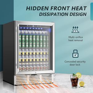 Frigorifero per Bevande EUHOMY da 24 Pollici con Porta in Vetro, Capacità 180 Lattine, Refrigeratore da Incasso per Bibite, Vino e Soda - Product Image 4