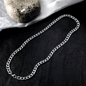 Collana a Catena in Acciaio Inossidabile per Donna e Uomo, Stile Cubano, <span class=keywords><strong>Lunga</strong></span>, Metallica, <span class=keywords><strong>Argento</strong></span>, Antiossidante, Prezzo Basso - Product Image 6